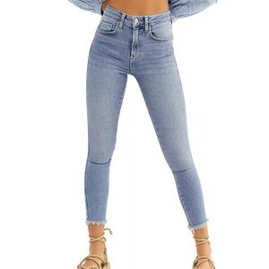 Free People High Rise Raw Edge Skinny Jeans